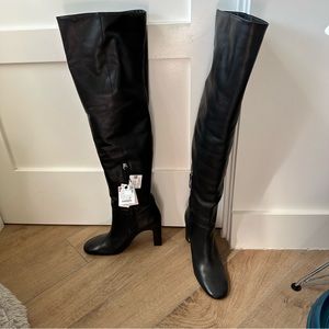 NWT never worn Zara over the knee leather boots size US10/EUR 41